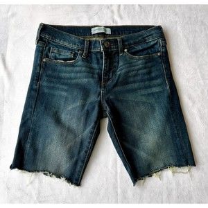 BANANA REPUBLIC Skinny Cut-Off Jean Denim Bermuda Shorts- Dark Blue Wash…